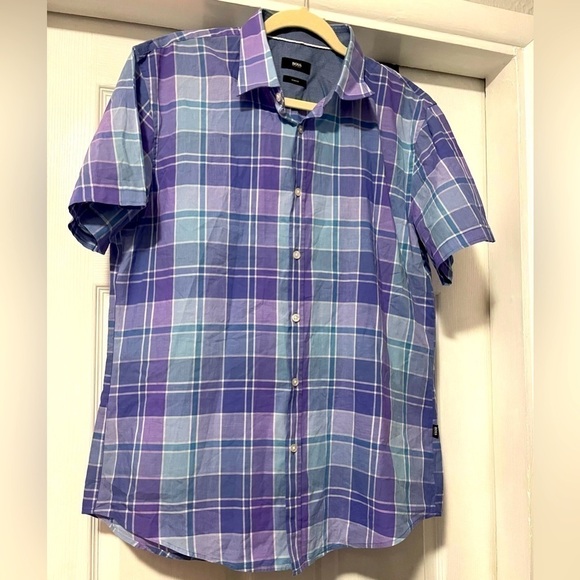 Purple & Blue Boss Button up Shirt - Picture 1 of 3